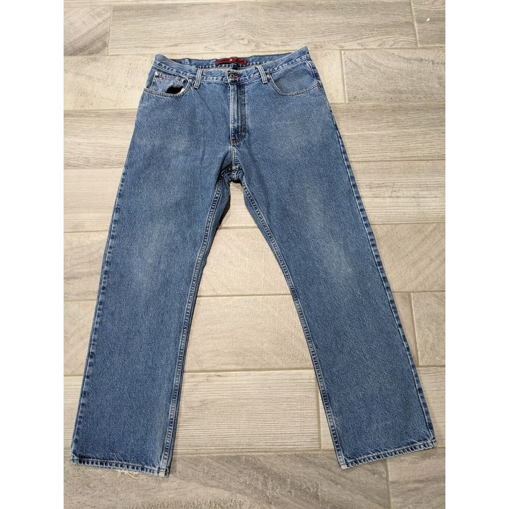 Y2K Tommy Hilfiger Jeans Mens‎ 36x32 Blue Denim Distressed 2004
